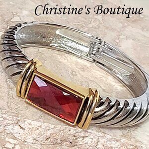 Red rhinestone bracelet, fashion bracelet, designer inspired new bangle